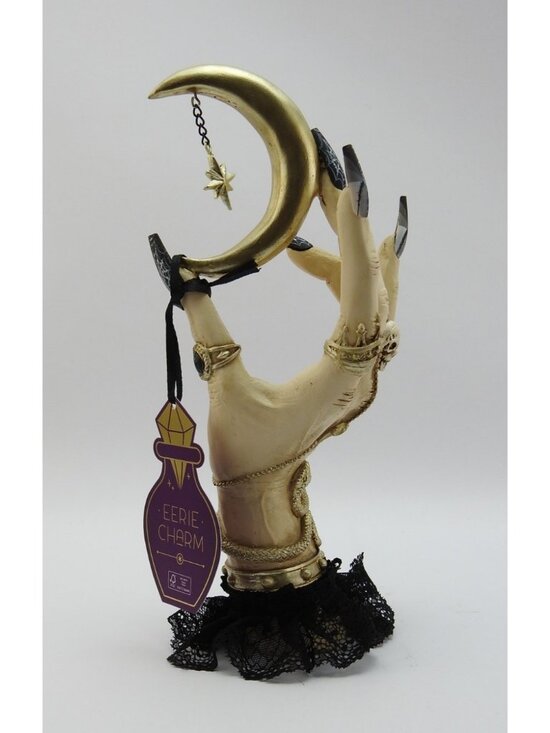 Eerie Charm Other - New Eerie Charm Witch Hand Crescent Moon Halloween Decor 10" Gothic Figure